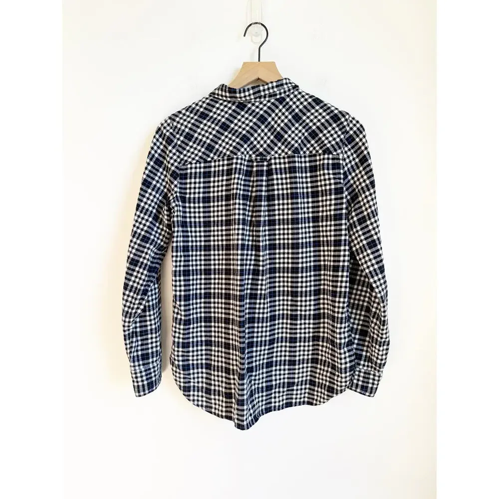 J. CREW Classic-fit boy shirt in frost plaid flannel black white Blue Size 8
